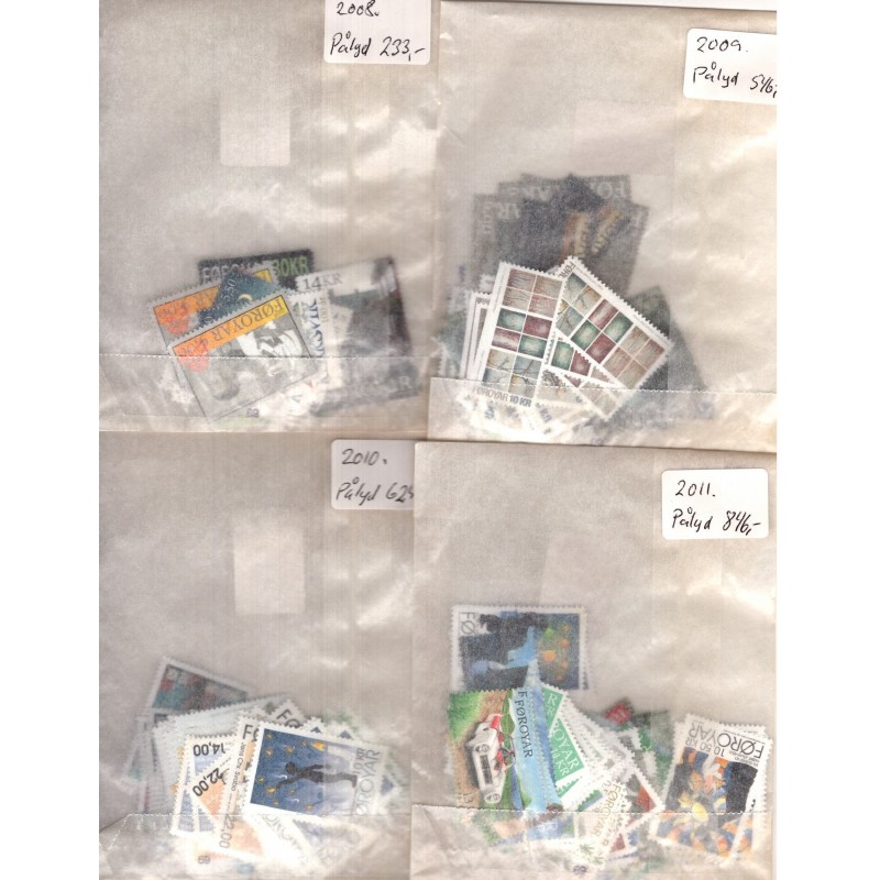 2004-2013 - Færøerne - Pergamentposer årsopdelt med postfriske frimærker - samlet pålydende 5.622 kr. - AFA 11.000 kr.